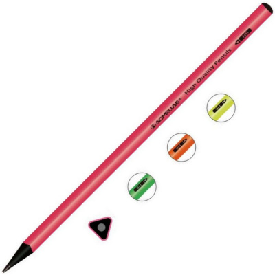 Карандаш чернографитный Acmeliae HB, трехгранный, черное дерево, корпус неоновый