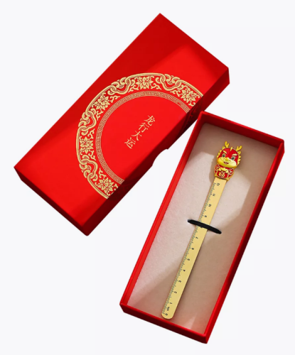 Подарочный набор с закладкой-линейкой "Дракон удачи" (металл)