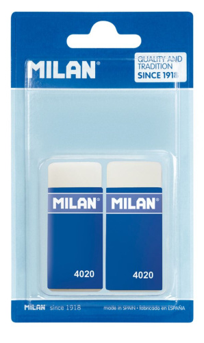 Набор ластиков Milan "4020" 2 шт, в блистере, 5,5 х 2,3 х 1,3 см