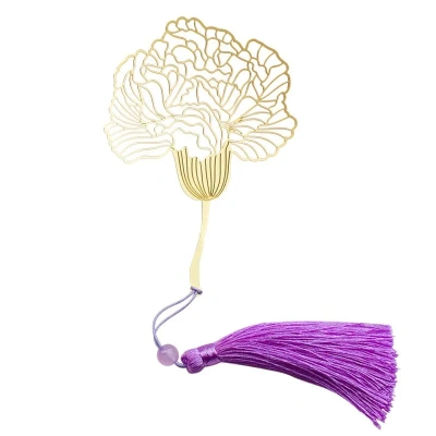 Закладка для книг с кисточкой "Китайская гвоздика" (латунь, нейлон)