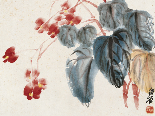 Открытка "Ци Байши. Цветущая яблоня."