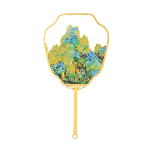 Закладка-веер для книг с кисточкой "Горы и воды на тысячу ли" (металл)