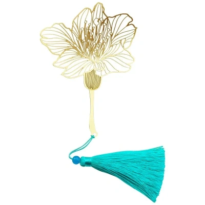 Закладка для книг с кисточкой "Кампсис великолепный" (латунь, нейлон)