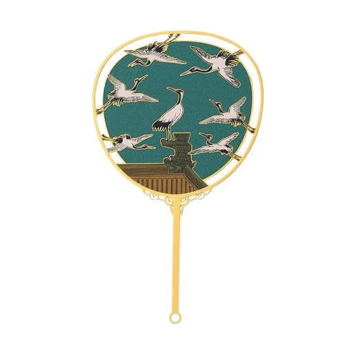 Закладка-веер для книг с кисточкой "Журавли счастья" (металл)