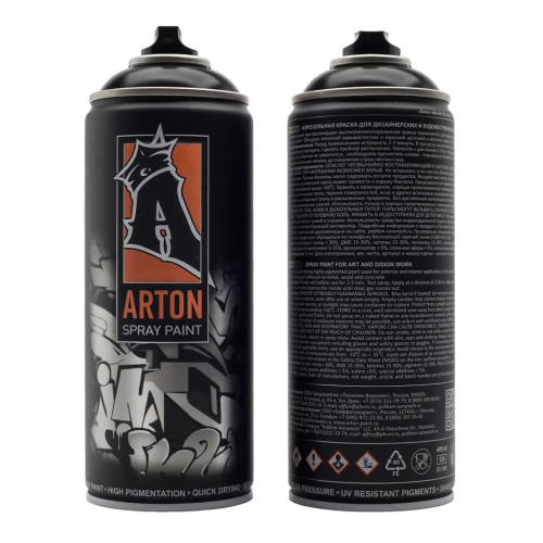 Краска для граффити Arton 400 мл в аэрозоли, Black Gloss