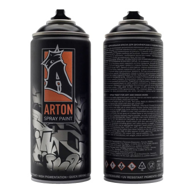 Краска для граффити Arton 400 мл в аэрозоли, Black Gloss