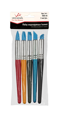 Набор моделирующих кистей, силиконовых VISTA-ARTISTA 5 шт, 19 см, короткая ручка
