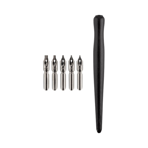 Набор перьев с держателем VISTA-ARTISTA Littera 16.8 см, дерево+нержав.сталь