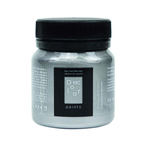 Акрил ТАИР "Деколор" 50 мл, Серебро Антик