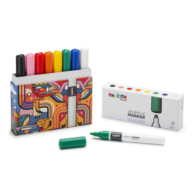 Набор маркеров "Carioca Plus" Acrylic 2 мм 8 цв.
