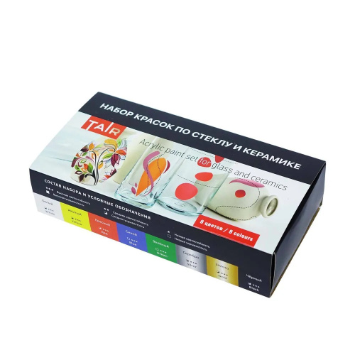 Набор акриловых красок по стеклу и керамике 8х20 мл