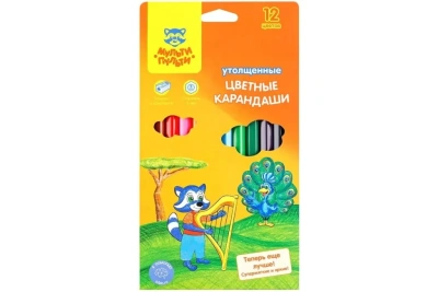 Набор карандашей цветные Мульти-Пульти "Приключения Енота", 12 цв., короткие, заточен., картон, евро
