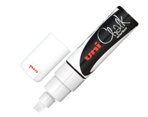 Маркер меловой UNI "CHALK" PWE-8М, 8 мм, цвет белый