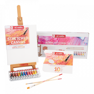 Набор акрила Talens "Art Creation Expression" 12 цв*12 мл в кар+мольб.+холст на подр.+кисти+пал.