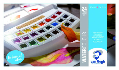 Набор акварели Talens "Van Gogh" 24 кюветы + кисть, пластиковая коробка