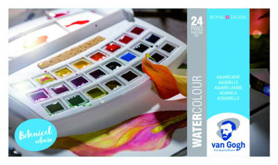 Набор акварели Talens "Van Gogh" 24 кюветы + кисть, пластиковая коробка
