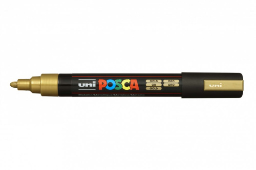 Маркер UNI "POSCA" PC-5M, 1,8-2,5 мм, наконечник пулевидный, цвет золотой