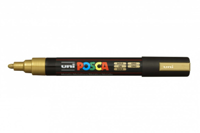 Маркер UNI "POSCA" PC-5M, 1,8-2,5 мм, наконечник пулевидный, цвет золотой
