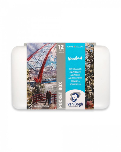 Набор акварели Talens Van Gogh "Новосибирск" 12 цв кювета + кисть пластиковый короб