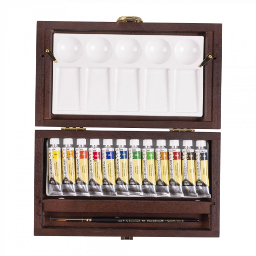 Набор акварели Talens "Rembrandt" 12 цв*5 мл тубы, кисть, деревянная коробка