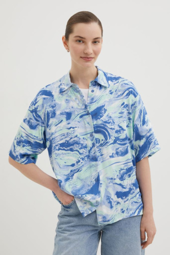 Блузка свободного силуэта с коротким рукавом