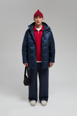 Пуховое полупальто с воротником-стойкой