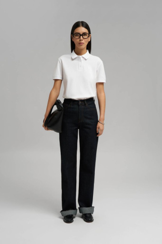 Поло прямого кроя из хлопка пике