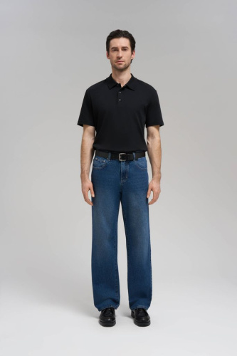 Поло прямого кроя из хлопкового трикотажа интерлок