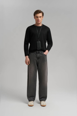 Лонгслив прямого кроя из мерсеризованного хлопка