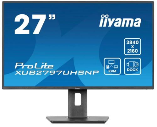 Монитор 27" Iiyama ProLite XUB2797UHSNP-B1 3840x2160 LED, 16:9, IPS, 350cd, 1300:1, 4ms, 178/178, DP, HDMI, USB, 60Hz, Speakers, HAS, Pivot, VESA, bla