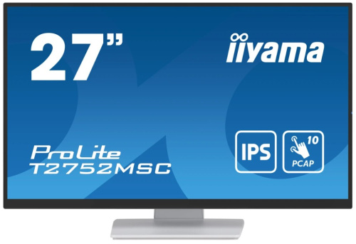 Монитор 27" Iiyama ProLite T2752MSC-W1 1920x1080, LED, 16:9, IPS, 400cd, 1000:1, 5ms (GTG), 178гр/178гр, HDMI, DP, 2*USB-A, 60Hz, Speakers, tilt, Touc