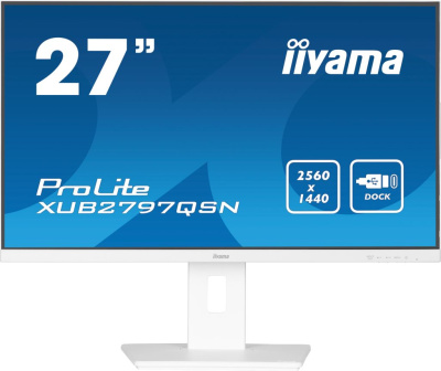 Монитор 27" Iiyama ProLite XUB2797QSN-W2 2560x1440, LED, 16:9, IPS, 300cd, 1300:1, 1ms, 178/178, 100Hz, HDMI, M/M, матовая, HAS, Piv, DP, USB, white