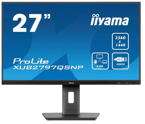 Монитор 27" Iiyama ProLite XUB2797QSNP-B1 2560x1440, LED, 16:9, IPS, 300cd/m, 1ms, 178гр/178гр, HDMI, DP, USB, 100Hz, HAS, Pivot, black