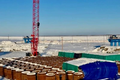 На строительстве Ленского моста стартовали работы в русле реки / ЯСИА   