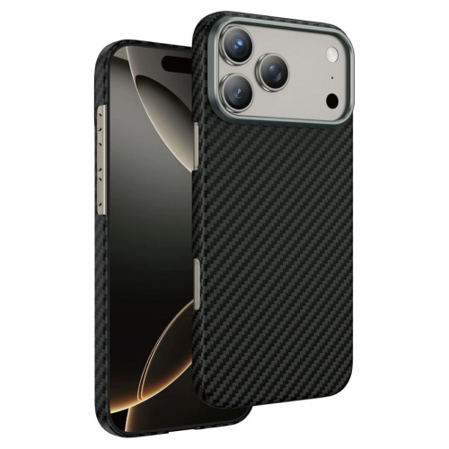 Чехол-накладка Keephone Kevlar Diago MagSafe для Apple iPhone 17 Pro Max кевлар (арамид) черно-серый в полоску