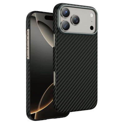 Чехол-накладка Keephone Kevlar Diago MagSafe для Apple iPhone 17 Pro Max кевлар (арамид) черно-серый в полоску