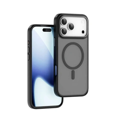Чехол-накладка Mosbros Mag Comfortable для Apple iPhone 17 Pro Max пластиковый прозрачно-черный (черная рамка)