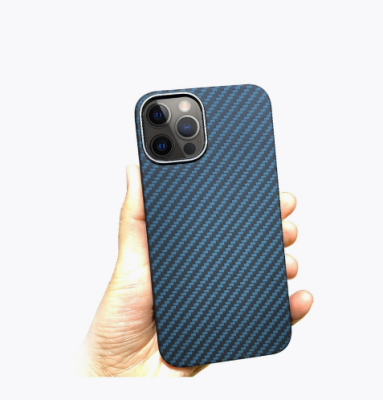 Чехол-накладка Kzdoo Kevlar Case для iPhone 14 Pro Max карбоновый (черно-синий в полоску)