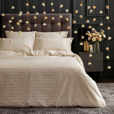 Постельное белье Экрю, страйп-сатин 40156