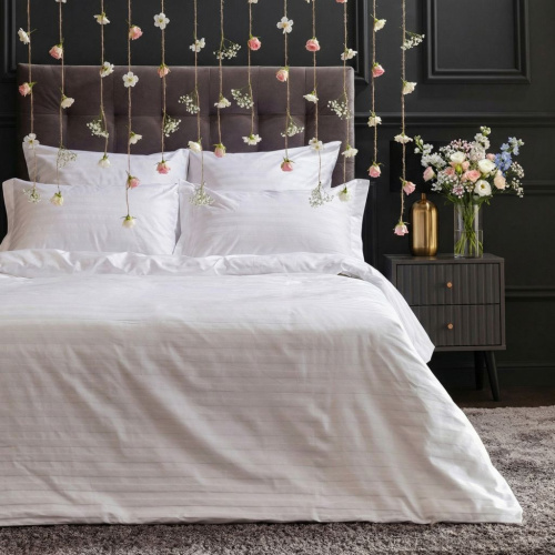 Постельное белье Белый, страйп-сатин 921987