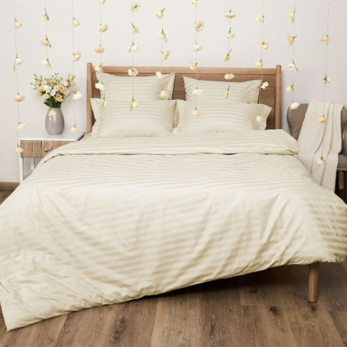 Постельное белье Экрю, страйп-сатин 40962-1