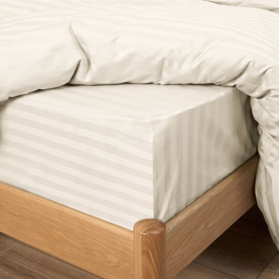 Простыня на резинке Экрю страйп-сатин 40962