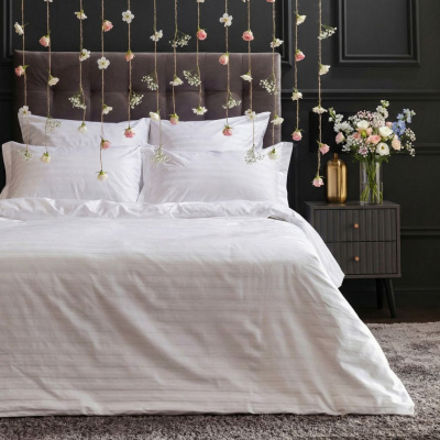 Постельное белье Белый, страйп-сатин 921987