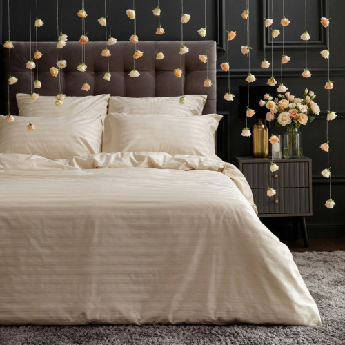 Постельное белье Экрю, страйп-сатин 40156