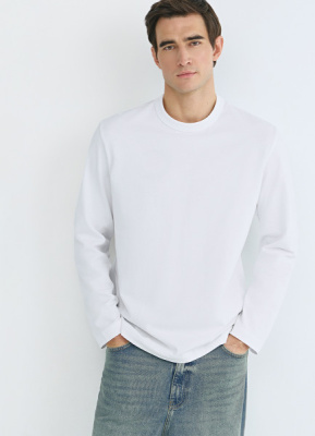 Базовый лонгслив из плотного хлопка, Белый