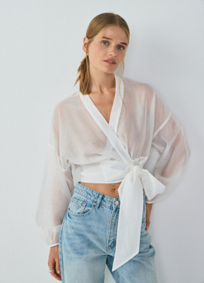 Блузка из лиоцелла на запах, Белый