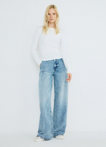 Лонгслив в рубчик, Белый