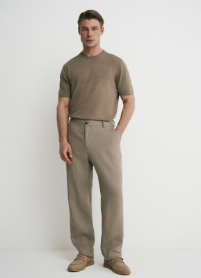 Брюки изо льна, Бежевый