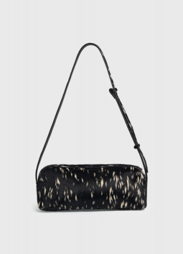 Сумка из натуральной кожи с мехом, Черный