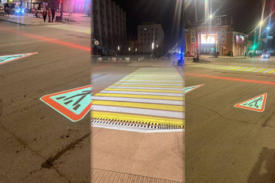 Проекционный пешеходный переход установили в центре Якутска / Майя Гоголева Якутск Якутск Республика Саха (Якутия)